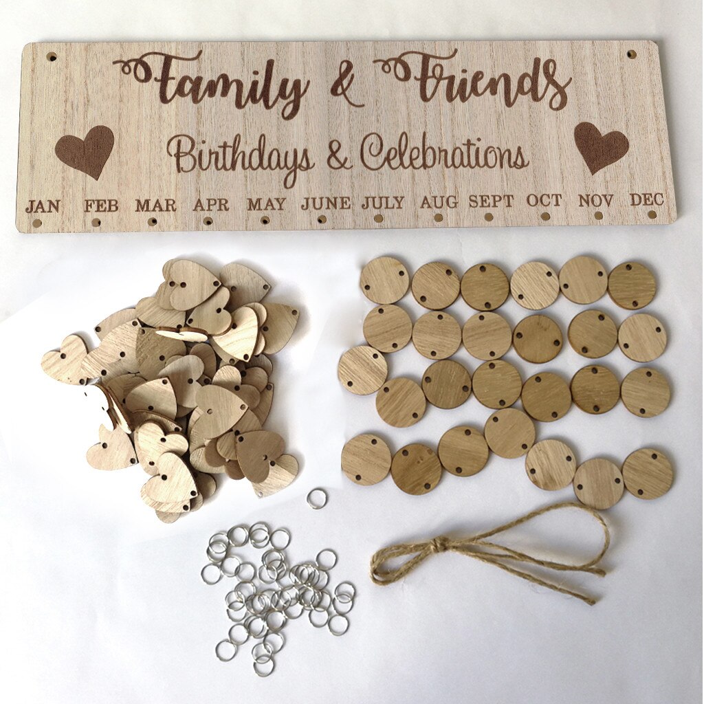 Family Birthday Card Plaque Diy Hanging Wooden Birthday Reminder Calendar Printing Wooden Calendar Hanging Decoration #35