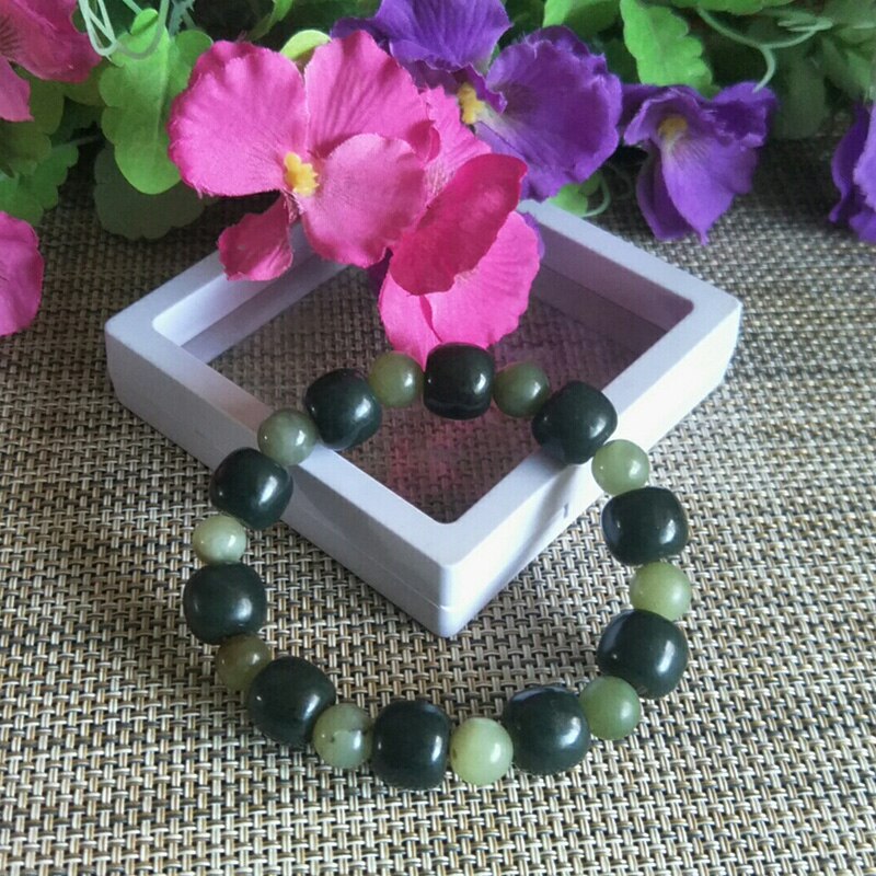 Natural Hetian Jade Abacus beads and Round beads Jade Bracelet Jewelry Fine Jewelry Lucky Auspicious Amulet Jade Bracelet