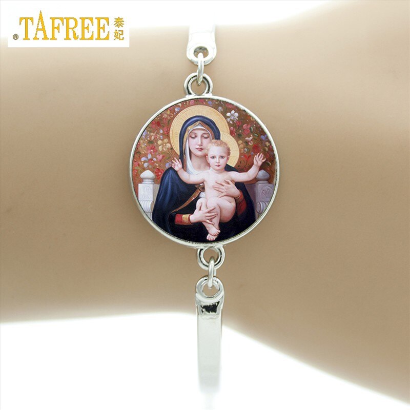 TAFREE marca nostra signora di glas bracciale vergine madre maria religiosa cattolica cupola di vetro braccialetto madonna gioielli con ciondoli D1010: VM21