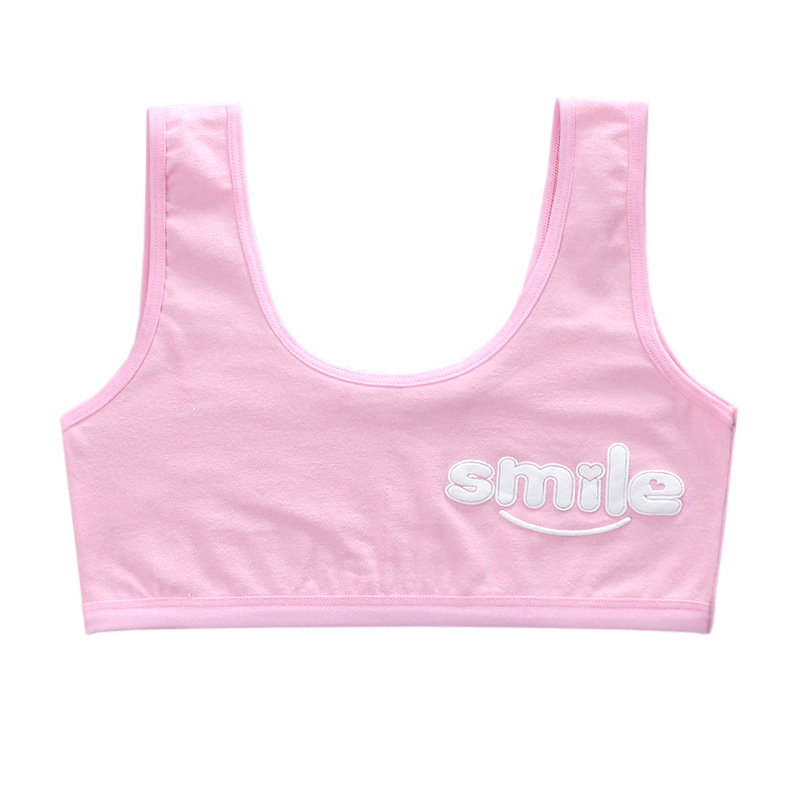 10PC Bra for Girls 12Year Old Teen Crop Top Smile Printed Bra Children Sport Training Bras 8-14 10 Kids Vest Underwear Puberty: Pink