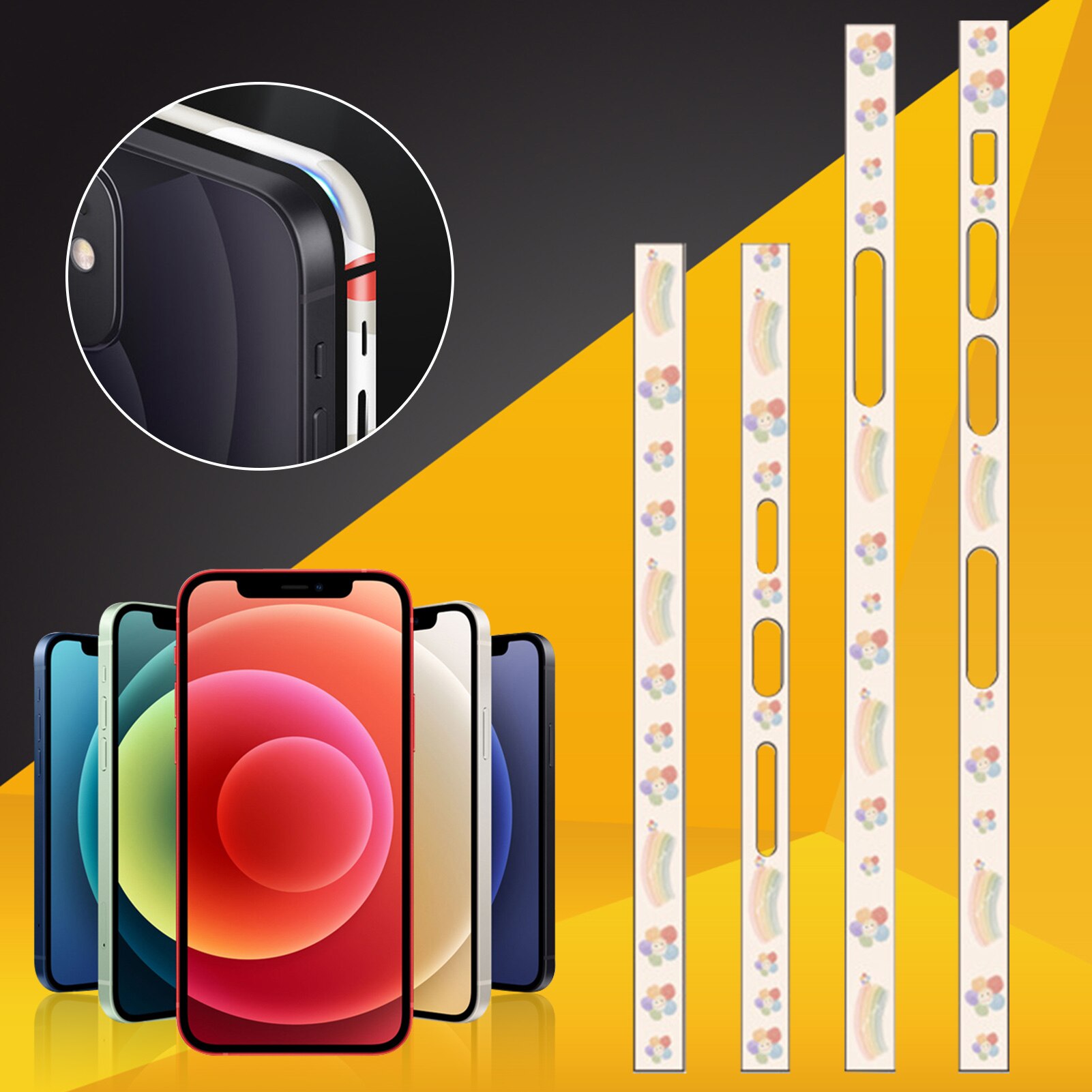 Pvc Soft Frame Sticker Beschermers Voor Iphone 12 11 Pro X Xs Max 8 Plus Grens Side Film Stickers Ultra-Dunne Iphone Case Covers