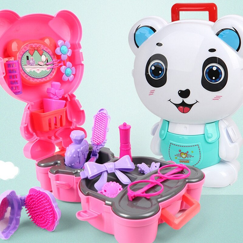 Kinder Cartoon Rucksack Durch Hause Koffer Spielzeug Küche Engineering Kosmetik Spielzeug Set Panda Spielzeug