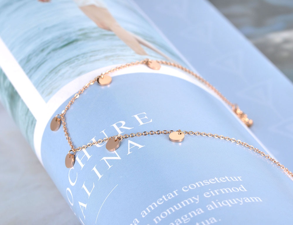 Lokaer Bohemia Rose Gold Beach Charm Anklet Foot Jewelry Stainless Steel Trendy 6pcs Tag Chain & Link Anklets For Women A19013