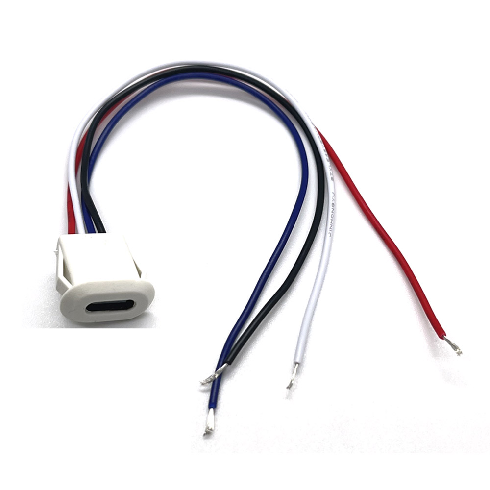1 stk. 4 -bens usb c-stik type-c vandtæt med  ph 2.0- møtrikkers låseplade, hun-tpc højstrøms hurtigopladningsstik med cc-ben: Lyserød