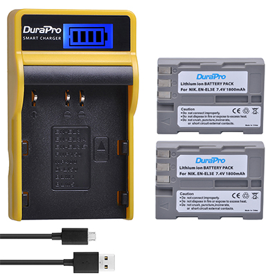 2x EN-EL3E EN EL3e Replacement Camera Battery Pack + LCD USB Charger For Nikon D70 D70S D80 D90 D100 D200 D300 D300S D700 Camera: 2 Battery Set