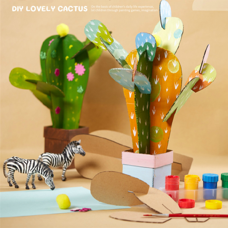 Bricolage Art et artisanat jouets pour enfants Carton papier matériel manuel belle Cactus cadre maternelle éducatif fille garçon jouets