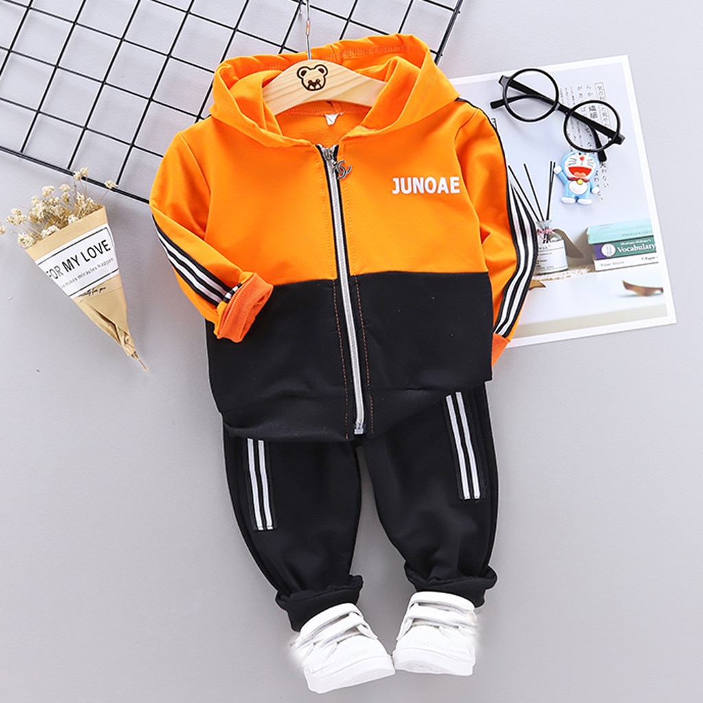 Children Toddler Boy Children kids baby clothes set Hooded Letter Long Sleeve cute Tops Pants Outfits Set Tracksuit