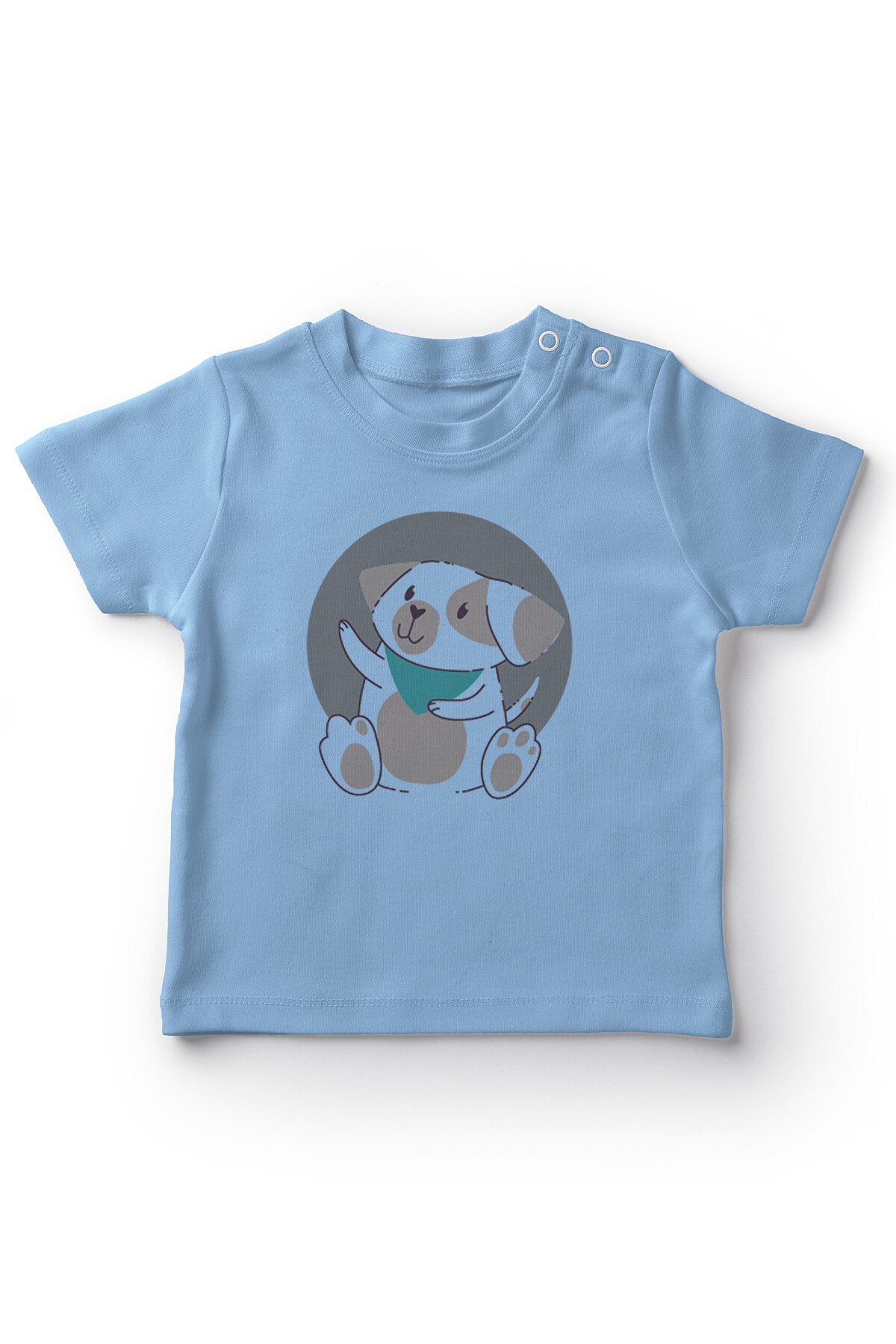 Angemiel bébé assis Flörlü chien bébé garçon T-Shirt bleu