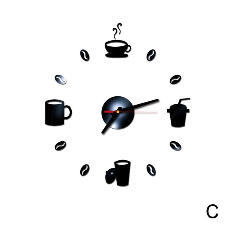 Digital Clocks Real Quartz Wall Clocks Coffee Diy Modern Life Large Wall Decorative: C
