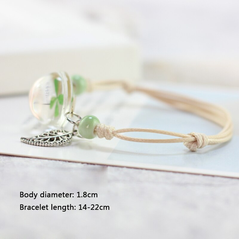 Mælkebøtte søde glaskugle vævet armbånd væve heldige blomster armbånd håndlavede tørrede blomster glasperler armbånd kvinder smykker