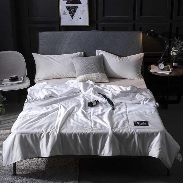 50 Zijde Dekbed Spreien Gewatteerde Deken Zomer Winter Koning Koningin Full Twin Size Dekbed Beddengoed Set Pure Kleur Gouden Wit: 180x210cm 1.1kg / 2