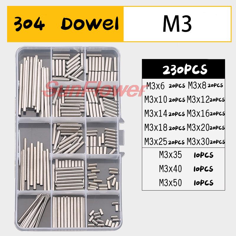 100-300Pcs Paspen 304 Rvs Cilindrische Pin Paspen Plank Ondersteuning Pin Fasten Elements Assortiment Kit m1 Om M6