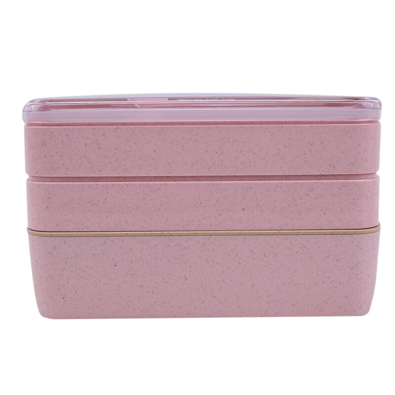 Meerlagige lunchbox plastic voedselcontainer kinderen school draagbare bentobox geschikt wandelen kamperen keukenbenodigdheden: Roze