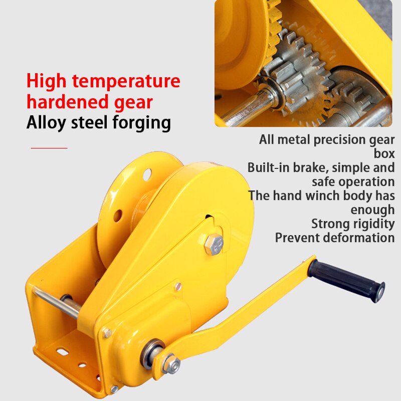 1200lb Hand Crank Two-way Self-locking Manual Winch Household Small Portable Traction Hoist with Brake Manual Winch CH