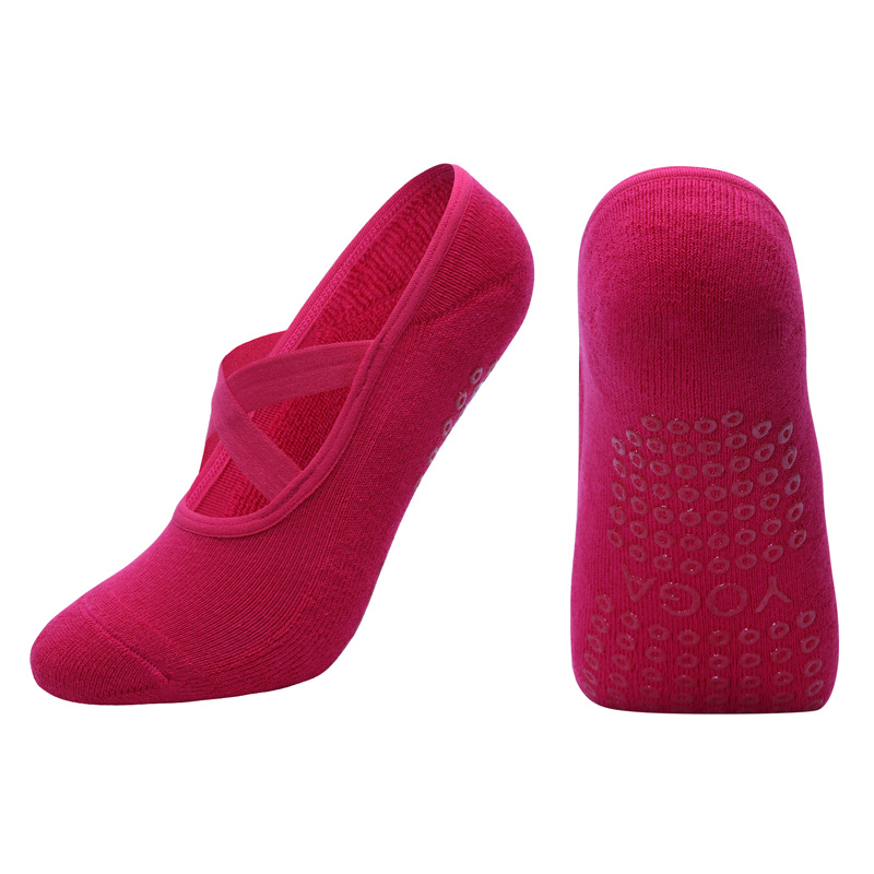Femmes respirant serviette bas Yoga chaussettes Silicone anti-dérapant pansement Pilates chaussette dames Ballet danse Fitness entraînement coton chaussettes: Rose