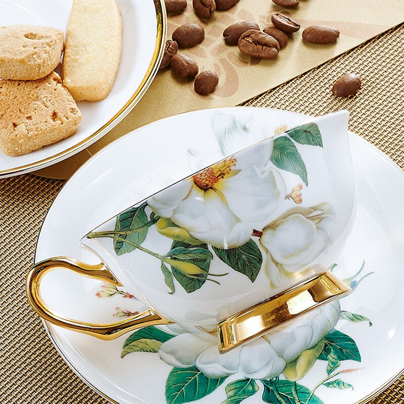 Bone China Kopje Koffie Keramische Kopje Thee Schotel Lepel In Set Creatieve Porselein Espresso Cup Voor 200 Ml, partij Drinkware