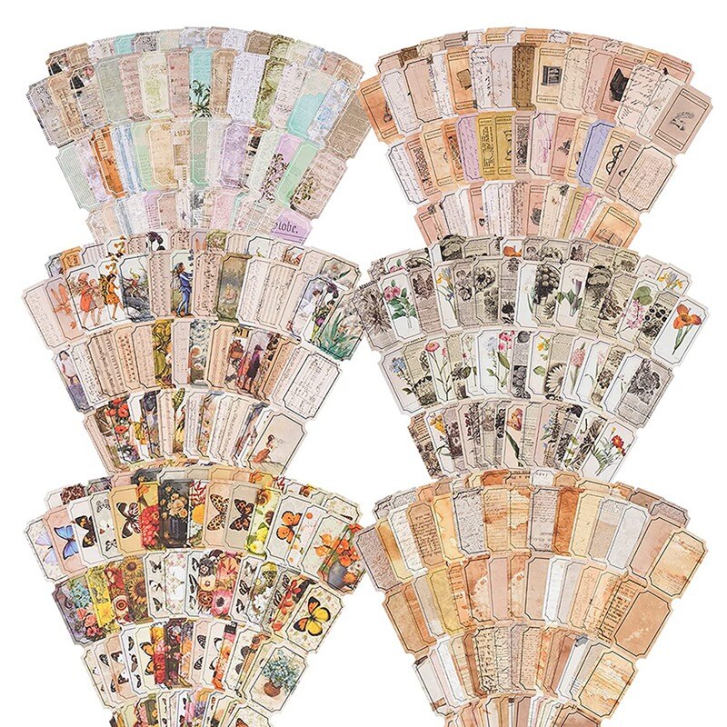 Vintage Style Label Stickers Set (180 Pcs), Art Journaling Scrapbooking Planner Junk Journal DIY Craft Supplies