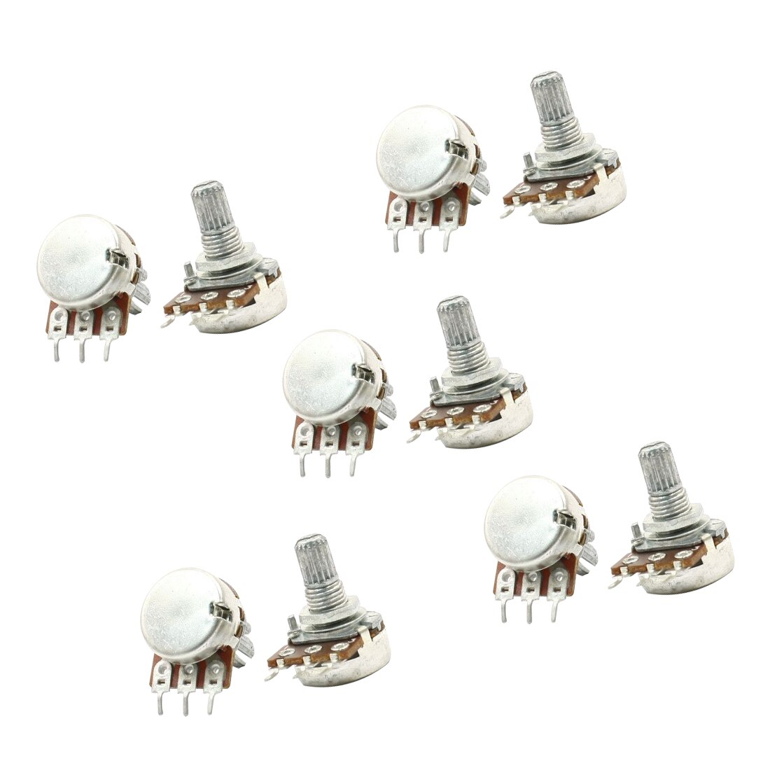 LIXF 10pcs 5K ohm 6mm Split Knurled Shaft Single Linear Rotary Potentiometer