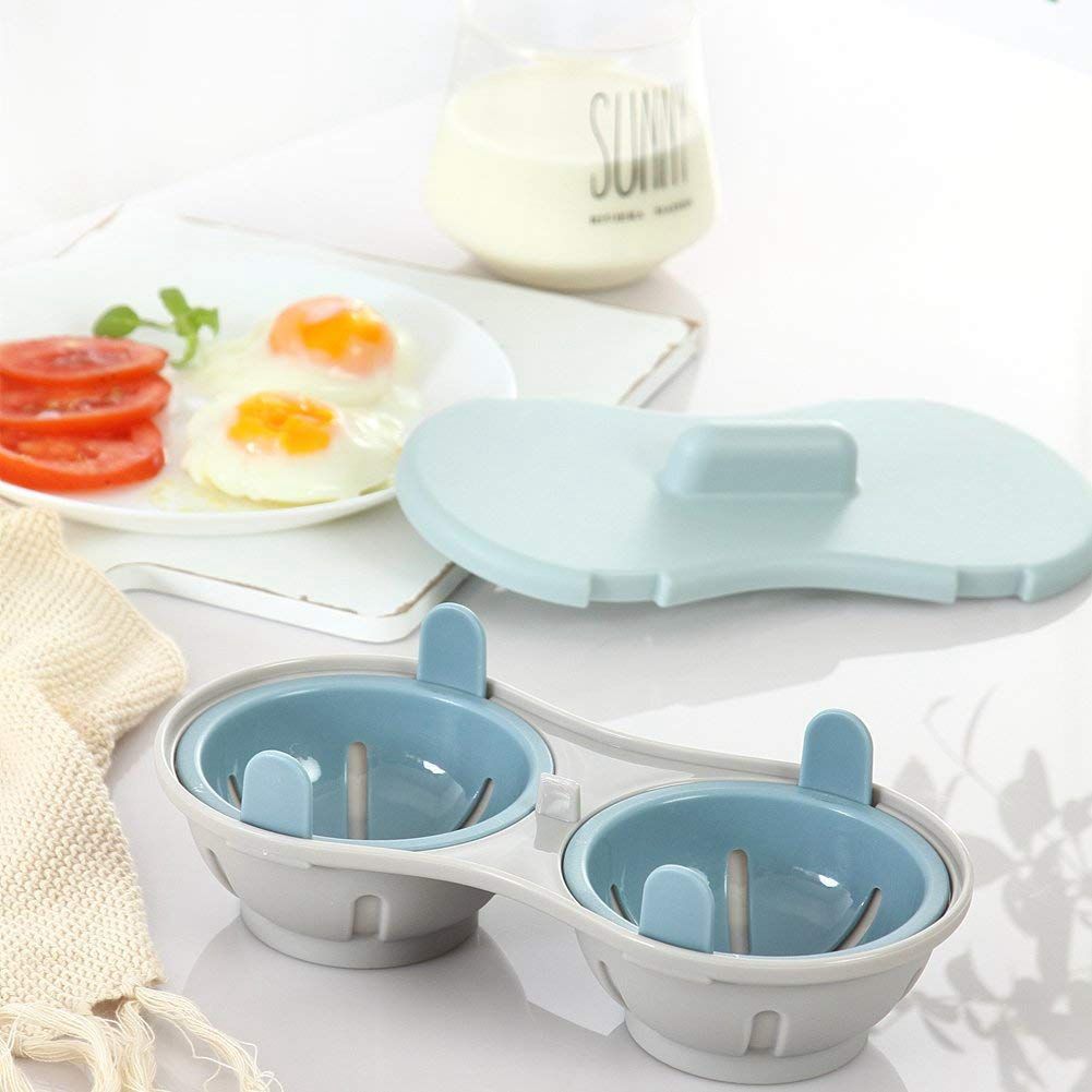 ! Microwave Egg Poacher Cookware Double Cup Dual Cave High Capacity Egg Cooker Ultimate Collection Egg Poaching Cups