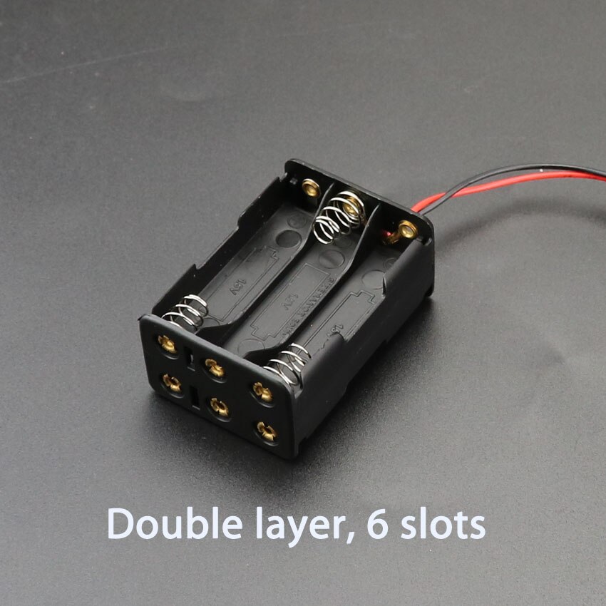 Aaa batteri oppbevaringsveske diy 1 2 3 4 6 8- spors batterier klipsholderbeholder med ledningspinne batterirom: 6 spor