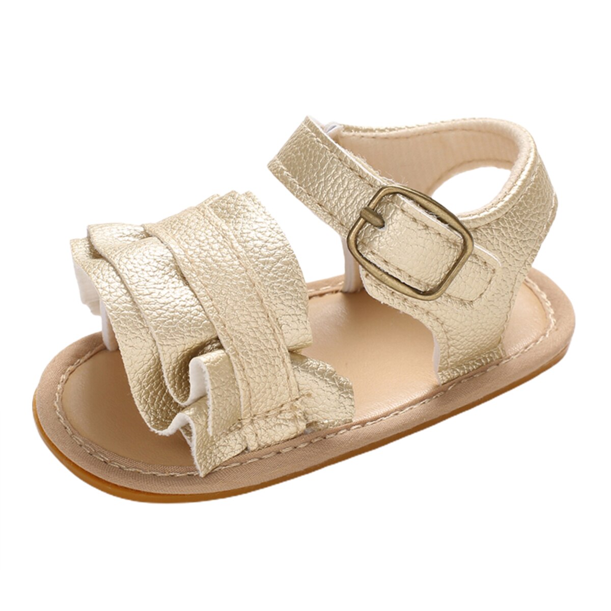 Infantil da criança meninas do plutônio macio leathersandals verão sapatos de bebê babados sola macia antiderrapante bebê meninas princesa sandálias 0-18 m