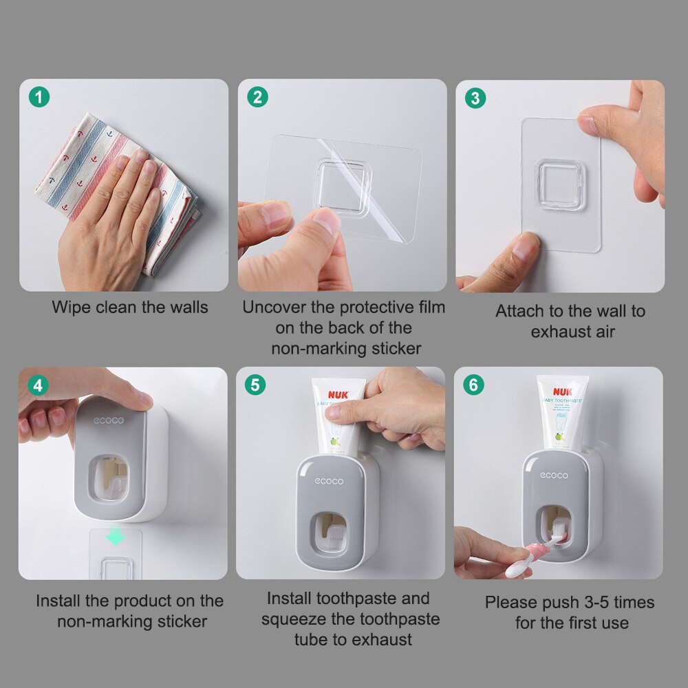 Automatic Toothpaste Dispenser Wall Mount Toothbrush Holder Bathroom Accessories Set Squeezer for Toothpaste Dispenser