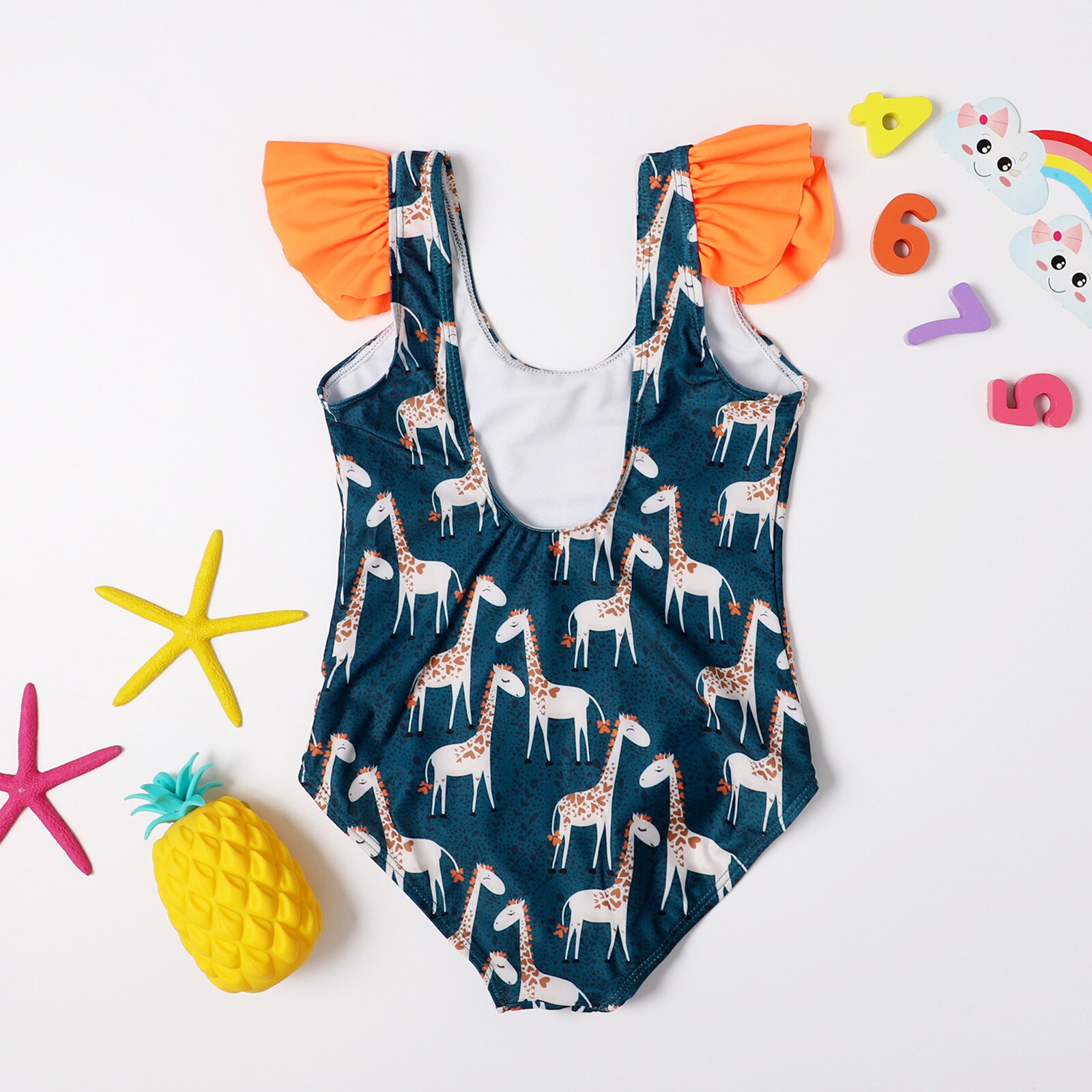 Baby Bikini Kleinkind Baby freundlicher Mädchen Karikatur Hirsch einteiliges Badeanzug bat Strand Bademode Kostüm Da Bagno Bambina