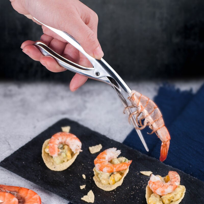 Pelador de gambas de acero inoxidable 304, utensilios de cocina para mariscos, práctico, pelador, máquina de camarones, artefacto, 1 Uds.