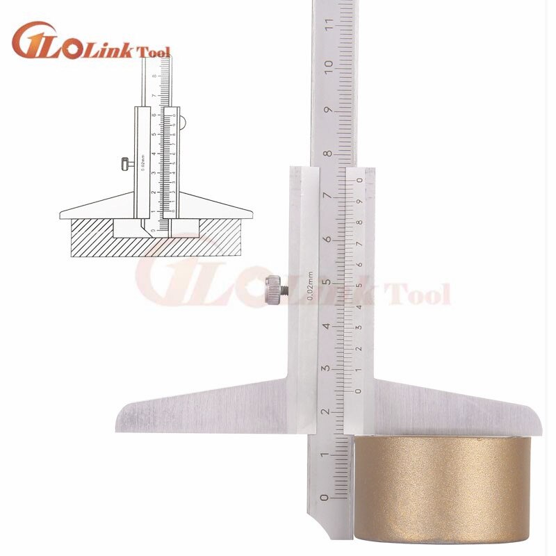 6" 0-150mm Depth Vernier Caliper 0.02 Carbon Steel Metric Gauge Micrometer Measuring Tools
