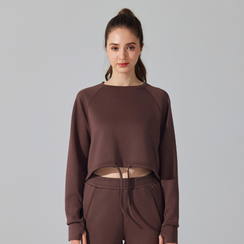 Frauen verlieren Sport Hemden Yoga Laufen Taille Zeichnung Lange Ärmel oben draussen Erholung trainieren Ausbildung Sweatshirt Winter: M / Blau