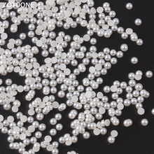 ZOTOONE 1000pcs Rijst Witte Parels Half Ronde Kralen voor DIY Craft Scrapbook Decoratie Platte Achterkant Steentjes op Kleding Applique