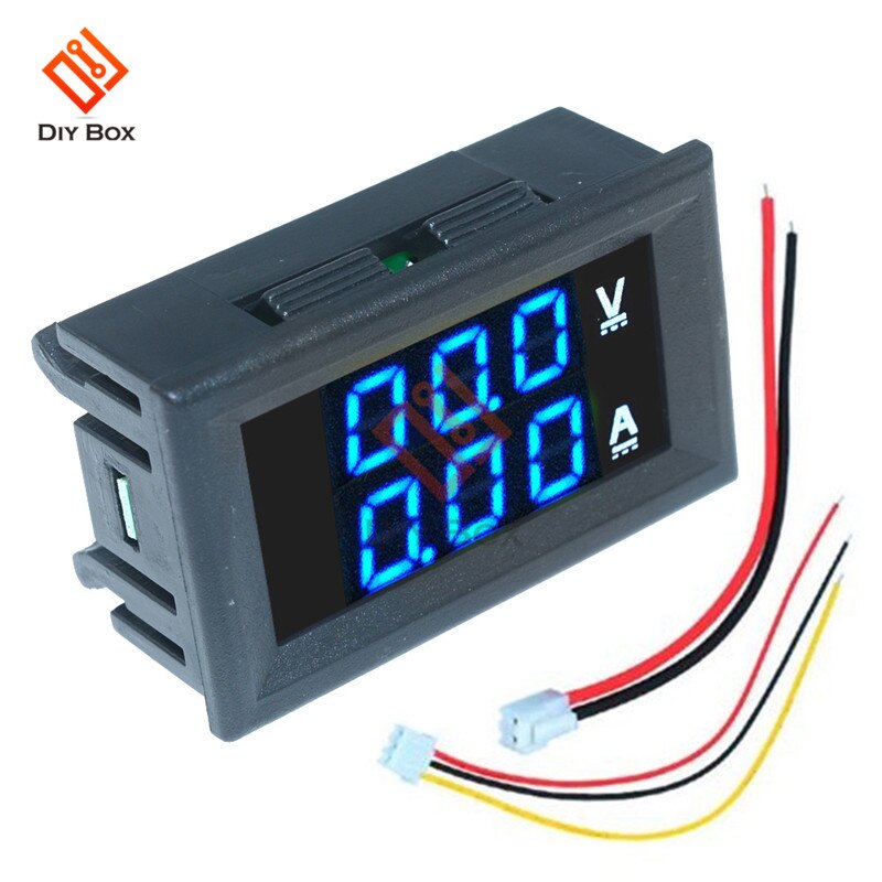 0.56 "pouce Mini voltmètre numérique ampèremètre DC 100V 10A volts ampèremètre ampèremètre testeur de tension LED câble d'affichage connecteur: DC 100V 10A BlueBlue