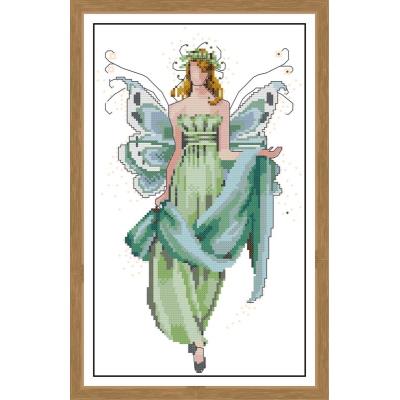 Kreuz Stich Schöne Mädchen Muster Blumen Elf Schmetterling Engel Kreuz Stich Kit 14CT Druck Stickerei DIY Manuelle Hand: Licht Grau / 11CT  Printed
