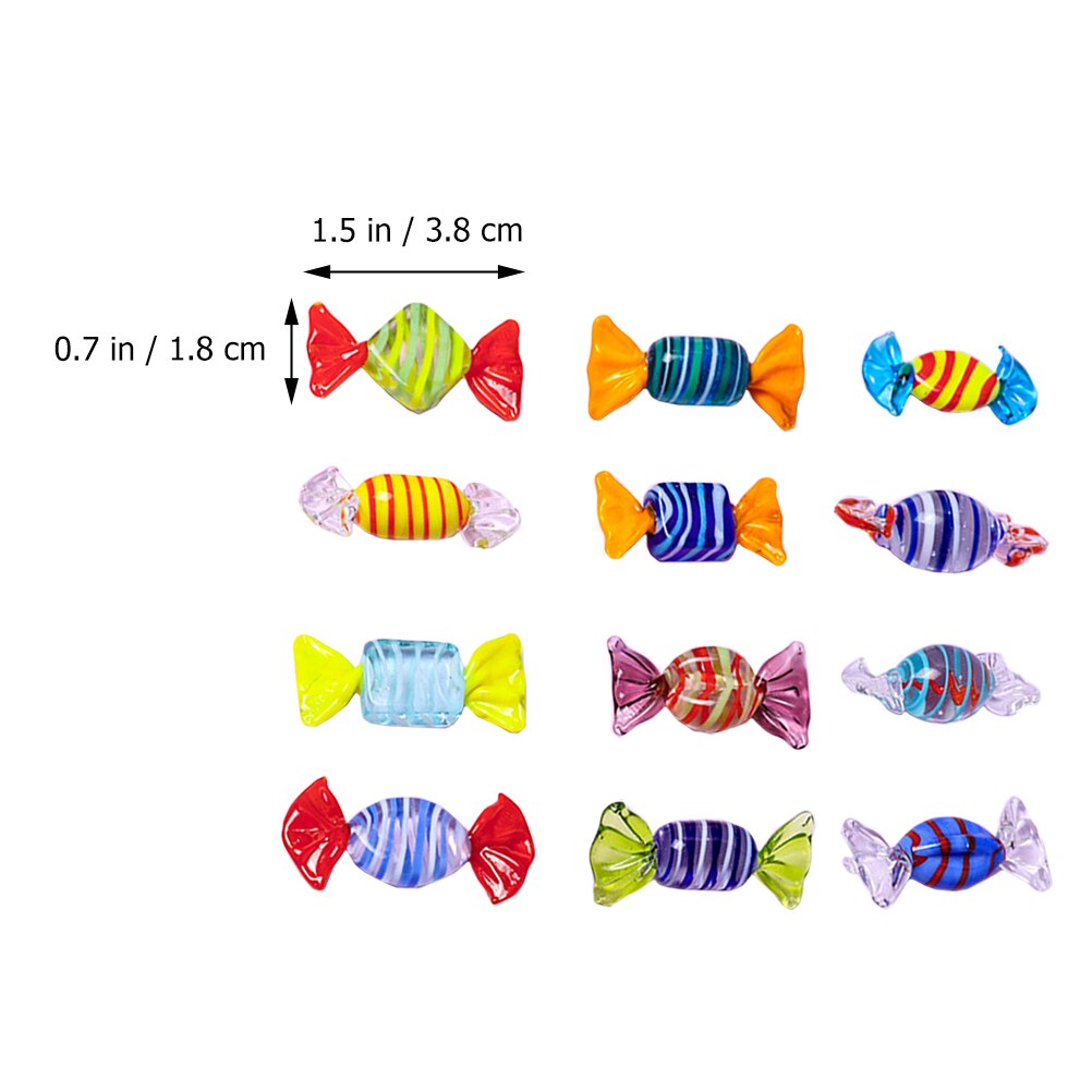 12Pcs Candy Decor Glass Candy Desktop Decors Party Prop (Random Style)