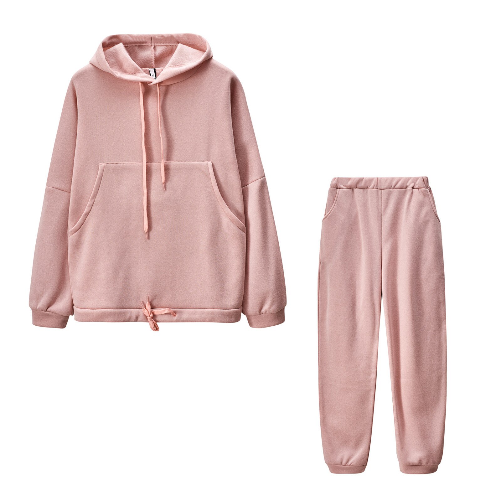 Women's Casual Tracksuits Long Sleeve Plus Size Solid Colors Hooded Hoodies Long Pants Trousers Outdoor Sports Suit#g4: S / Pink