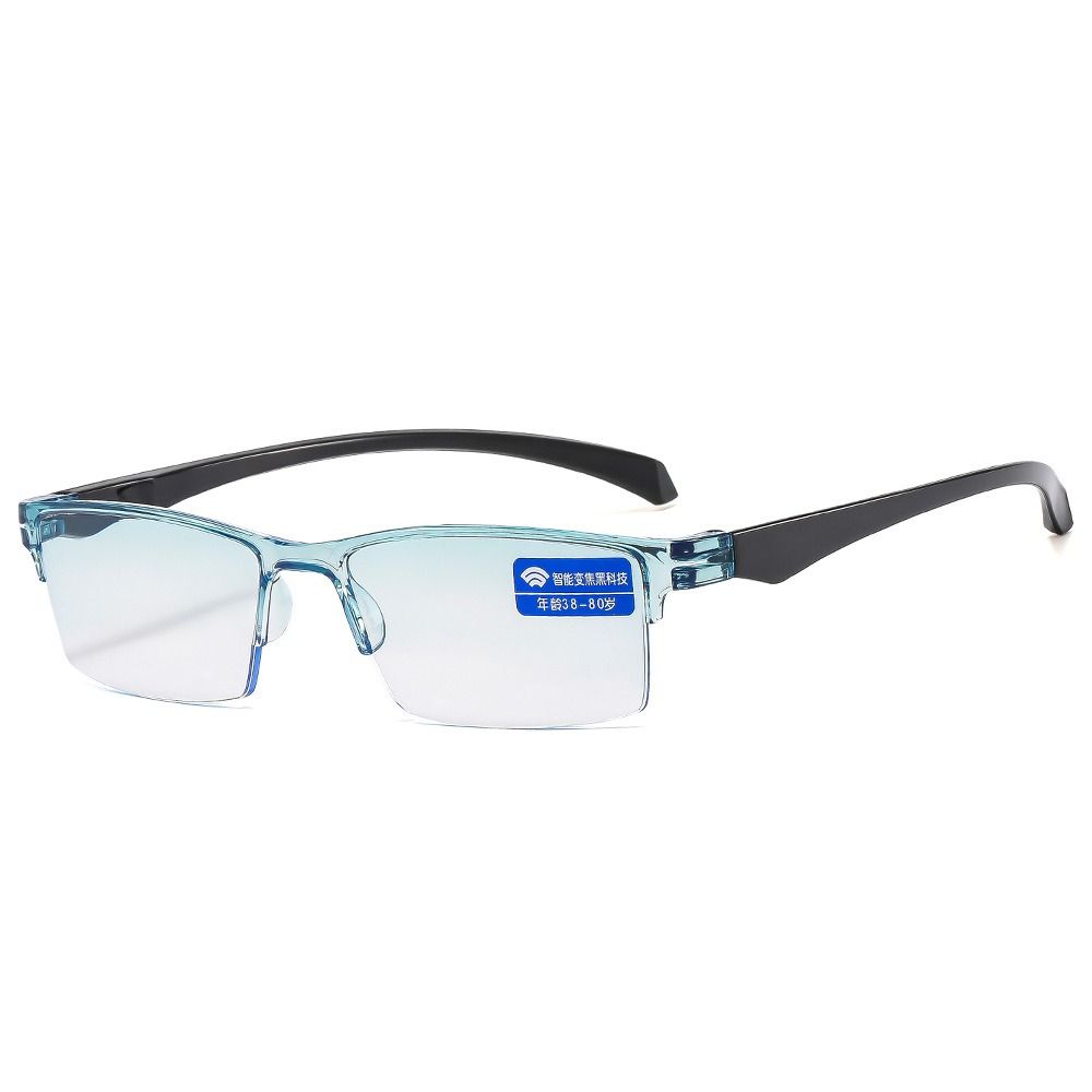 Gafas de lectura con Zoom automático para hombre y mujer, lentes de lectura inteligentes con Anti rayos azules, autoenfoque, potencia, Media llanta, para ordenador: Blanco