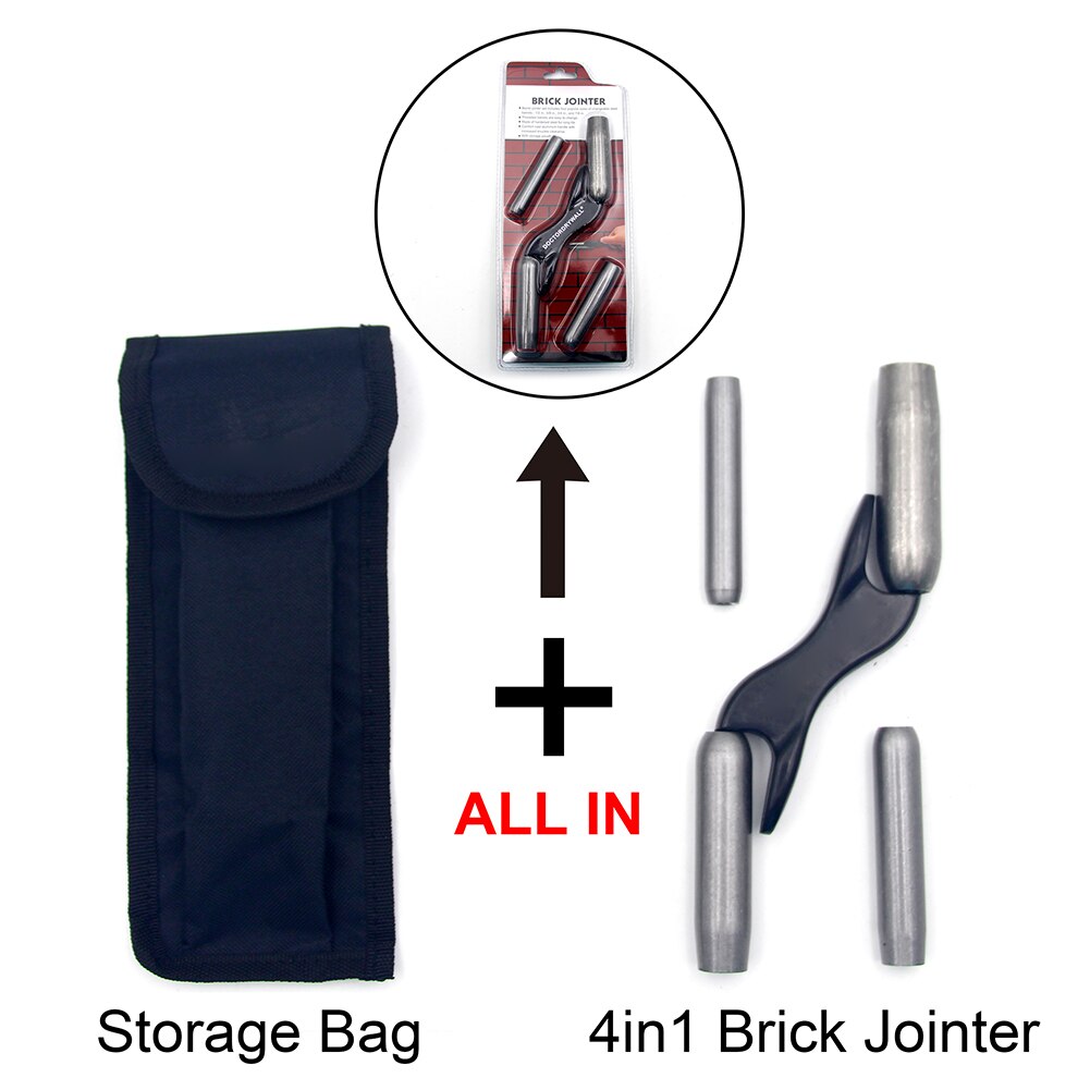 Brick Jointer Hand Tool Hanheld Metal Interchangeable Wall Trimming Home Builder Hardened Steel Tool with Storage Pouch