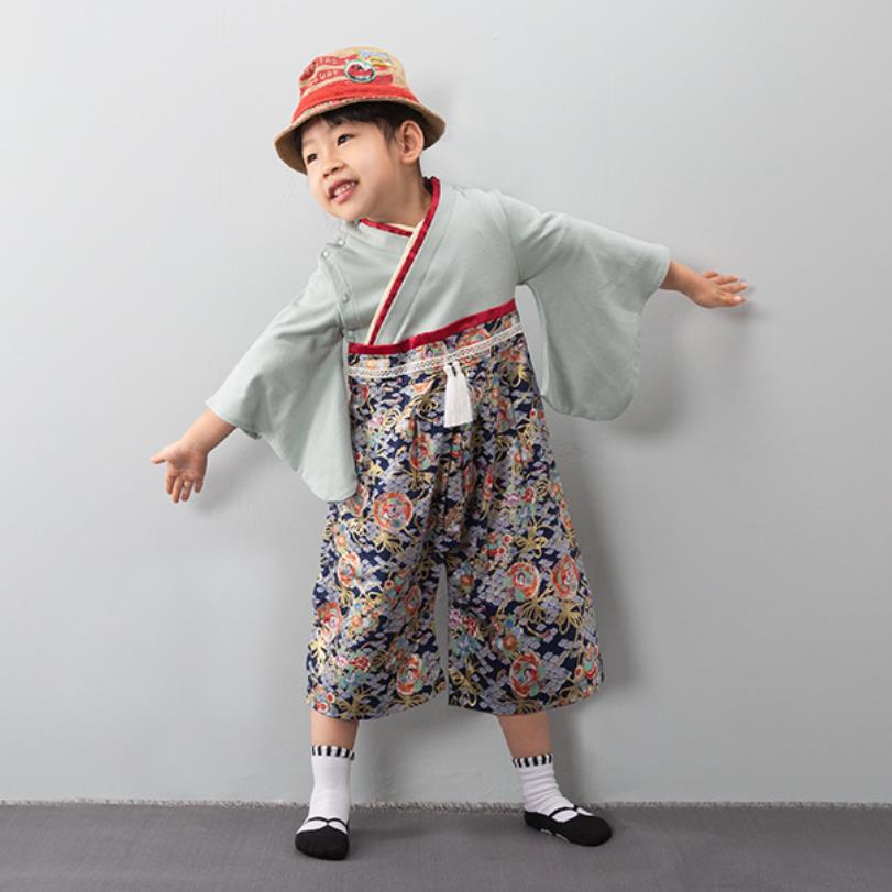 Baby Jongens Meisjes Kleding Japanse Stijl Kids Romper Retro Badjas Uniform Zuigelingen Pyjama Lange Mouwen Gedrukt Kimono A204