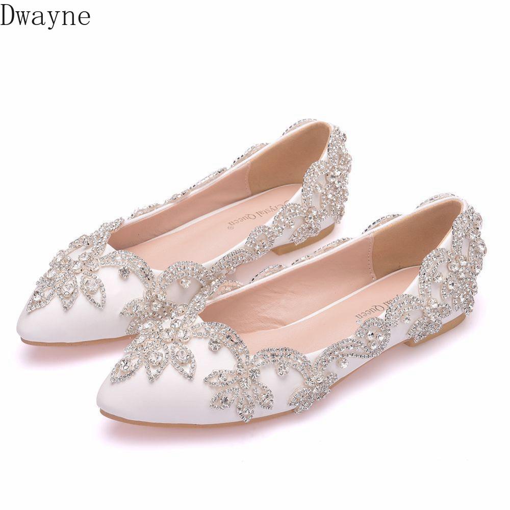 Zapatos de boda de cristal de gran tamaño, zapatos de cristal para vestido de , zapatos individuales de lujo con diamantes de imitación, zapatos planos para mujer 42,43