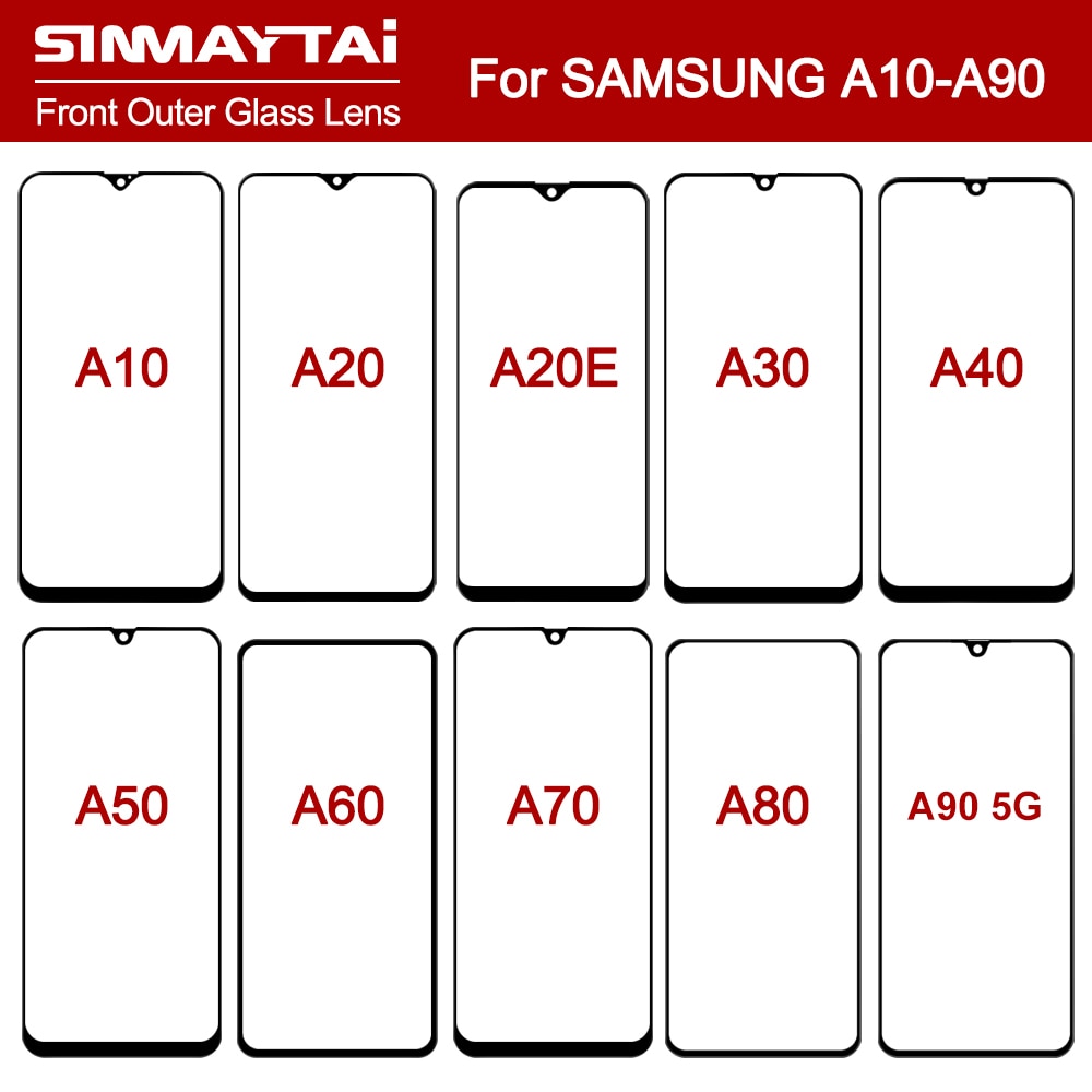 2Pcs Replacement LCD Front Touch Screen Glass Outer Lens For Samsung Galaxy A10 A20 A30 A40 A50 A60 A70 A90
