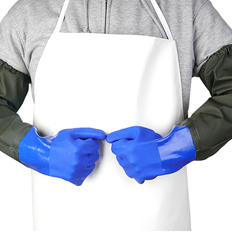 Gants longs en caoutchouc réutilisables imperméables, gants de vidange de livres, gants de degré chimique, PVC, RapDuty, 1 paire