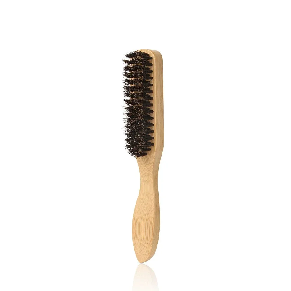 Cepillo para el pelo con cerdas de jabalí para moño de cola de caballo y alisador de pelos de bebé, pedernal, control de bordes, peinado y provocación: Azul