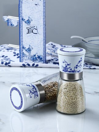 Niebieski i biały porcelany młynek robić pieprzu instrukcja gospodarstwa domowego szlifowania pieprz sezamu pieprz CZARNY PIEPRZ maszynki robić mielenia