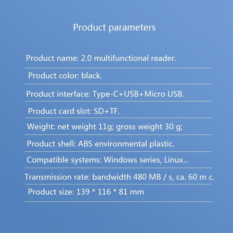 OTG Card Reader Micro-SD/SD Card/USB Mobile Phone Card Reader TF High Speed 2.0 Multi-Function Card Reader