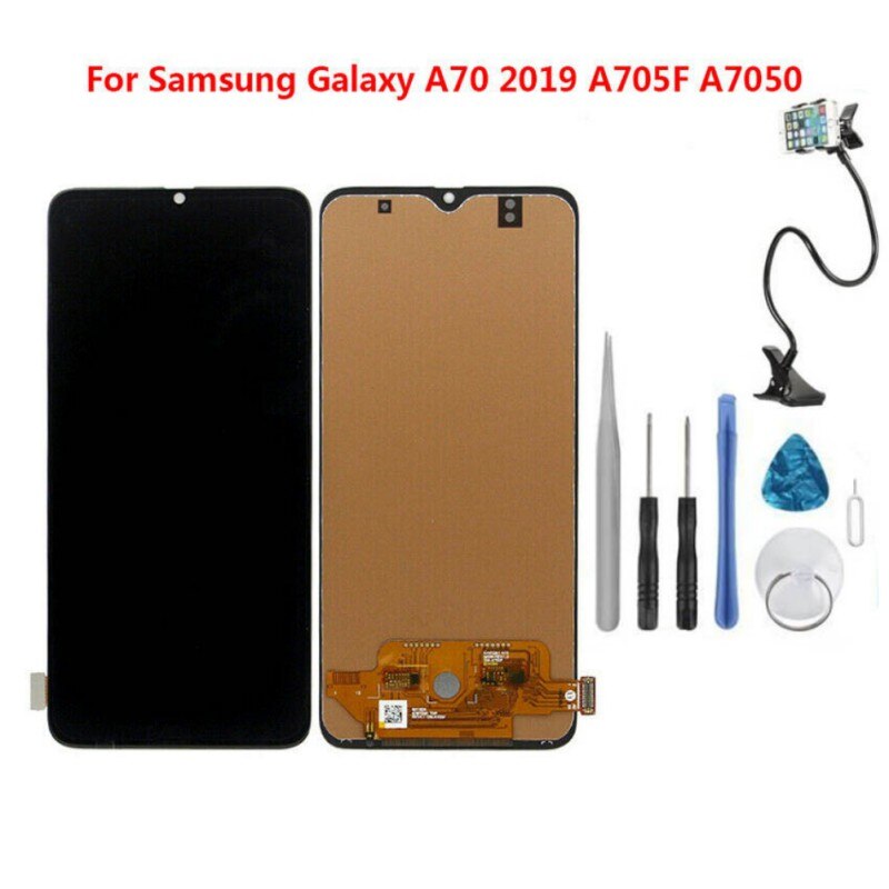 1 einstellen Schwarz LCD Bildschirm + voll berühren Bildschirm + Werkzeug Bausatz + telefon Clip Für Samsung Galaxis A70 A705 a705F