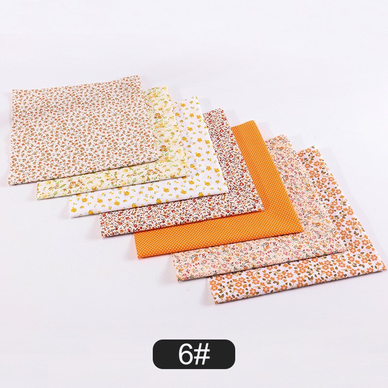 7 morceaux de tissu assorti 25*25cm groupe tissu uni pur coton petite fleur fait main bricolage coton: 6