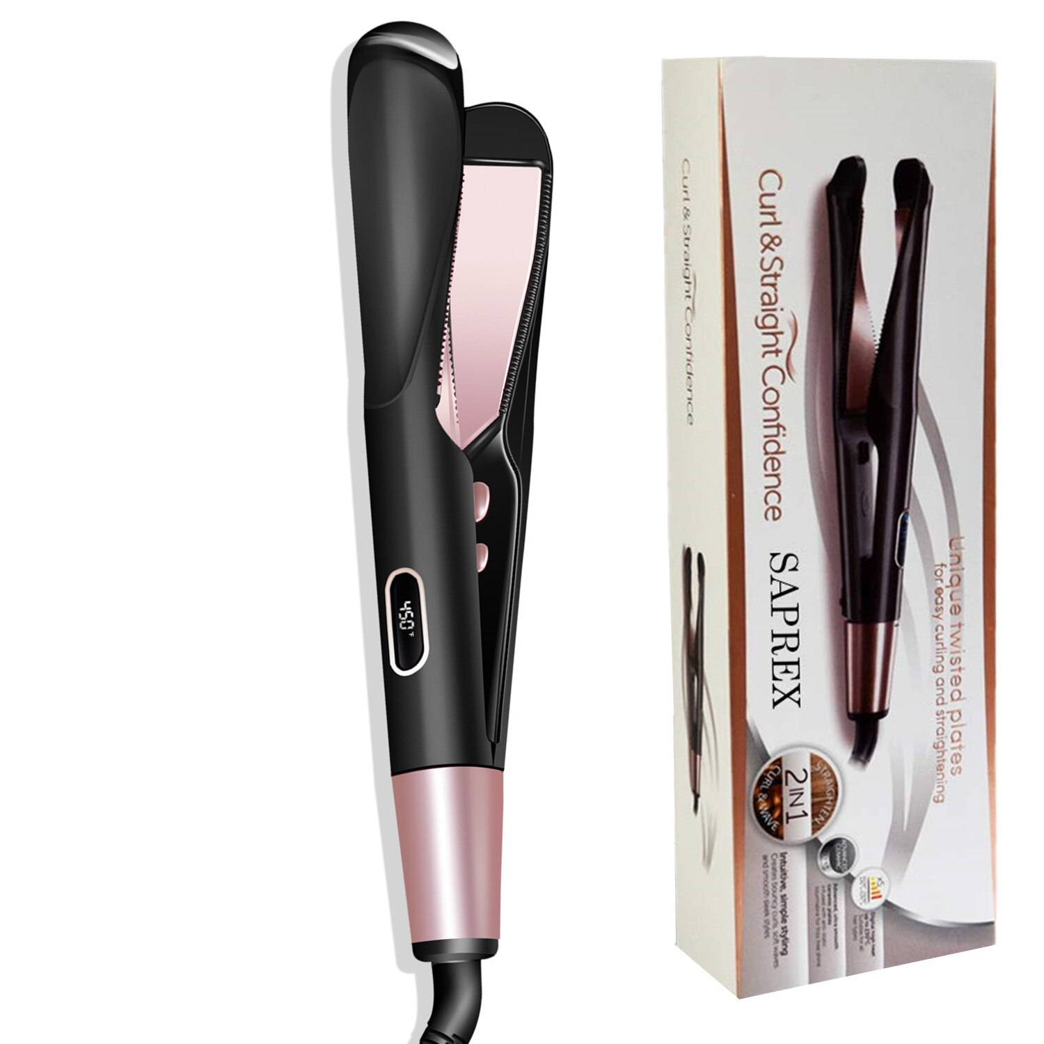 Hair Straightener Curling Iron 2 in 1 Tourmaline Ceramic Twisted Flat Iron Twist Straightening Irons S6606 Perming&Straight
