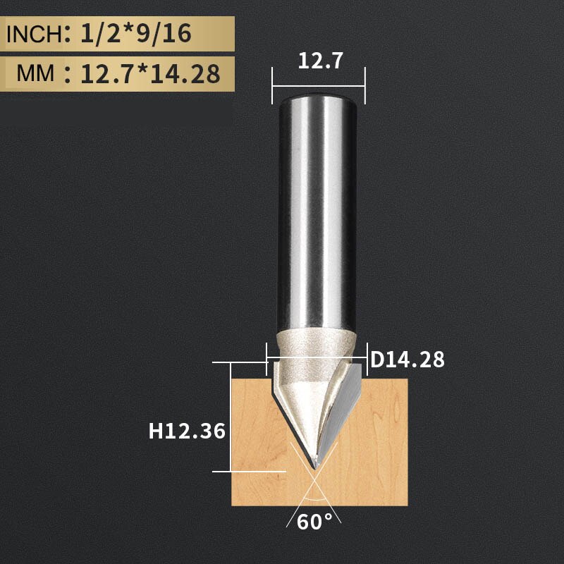 TIDEWAY 45 60 Degree V Bit Tungsten Carbide 3D V-Shaped Engraving Router Bit CNC Woodworking Tool for Hardwood MDF Plywood: V00909