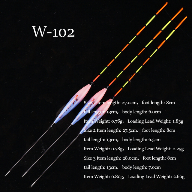3 st/parti fiskeflöten 1-3#  flöten i komposit nanoplast för fiske med bobbers för sötvattensfiske: W -102