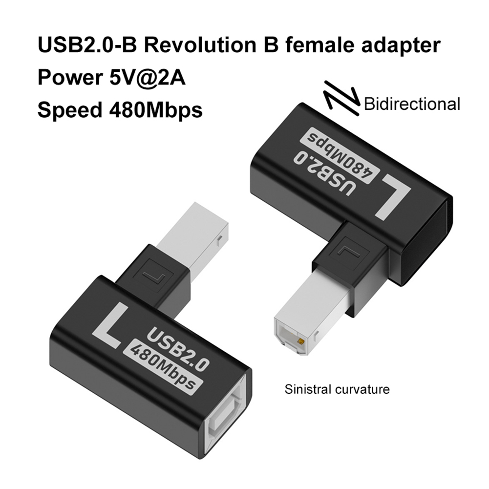 USB 2,0 Typ B Druck adapter Buchse Stecker zu Buchse Konverter 90 Grad USB B Drucker adapter Erweiterungs adapter für Druckers canner: Grey